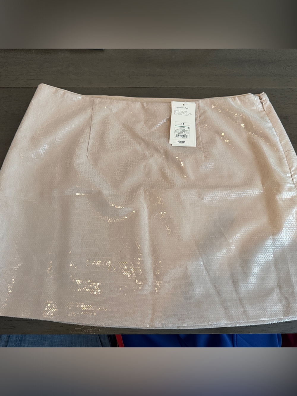 Sequin Mini Skirt in Pale Blush